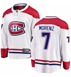 Youth Montreal Canadiens #7 Howie Morenz Authentic White Away Fanatics Branded Breakaway NHL Jersey