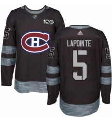 Men's Adidas Montreal Canadiens #5 Guy Lapointe Authentic Black 1917-2017 100th Anniversary NHL Jersey