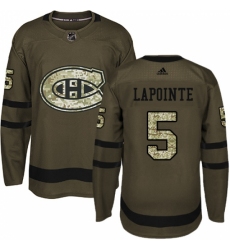 Men's Adidas Montreal Canadiens #5 Guy Lapointe Authentic Green Salute to Service NHL Jersey