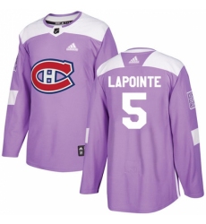 Men's Adidas Montreal Canadiens #5 Guy Lapointe Authentic Purple Fights Cancer Practice NHL Jersey