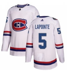 Men's Adidas Montreal Canadiens #5 Guy Lapointe Authentic White 2017 100 Classic NHL Jersey