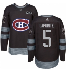 Men's Adidas Montreal Canadiens #5 Guy Lapointe Premier Black 1917-2017 100th Anniversary NHL Jersey