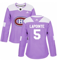 Women's Adidas Montreal Canadiens #5 Guy Lapointe Authentic Purple Fights Cancer Practice NHL Jersey