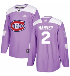 Men's Adidas Montreal Canadiens #2 Doug Harvey Authentic Purple Fights Cancer Practice NHL Jersey