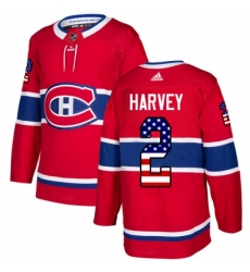 Men's Adidas Montreal Canadiens #2 Doug Harvey Authentic Red USA Flag Fashion NHL Jersey