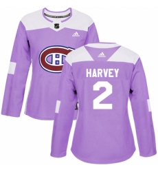 Women's Adidas Montreal Canadiens #2 Doug Harvey Authentic Purple Fights Cancer Practice NHL Jersey