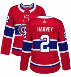 Women's Adidas Montreal Canadiens #2 Doug Harvey Authentic Red Home NHL Jersey