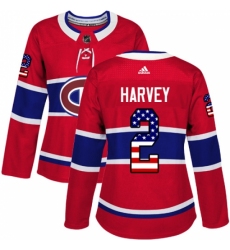 Women's Adidas Montreal Canadiens #2 Doug Harvey Authentic Red USA Flag Fashion NHL Jersey