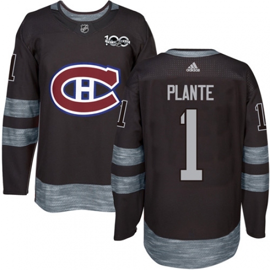 Men's Adidas Montreal Canadiens #1 Jacques Plante Authentic Black 1917-2017 100th Anniversary NHL Jersey Men's Adidas Montreal Canadiens #1 Jacques Plante Authentic Black 1917-2017 100th Anniversary NHL Jersey