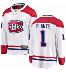 Men's Montreal Canadiens #1 Jacques Plante Authentic White Away Fanatics Branded Breakaway NHL Jersey Men's Montreal Canadiens #1 Jacques Plante Authentic White Away Fanatics Branded Breakaway NHL Jersey