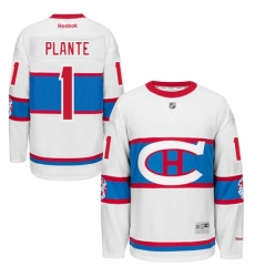 Men's Reebok Montreal Canadiens #1 Jacques Plante Premier White 2016 Winter Classic NHL Jersey