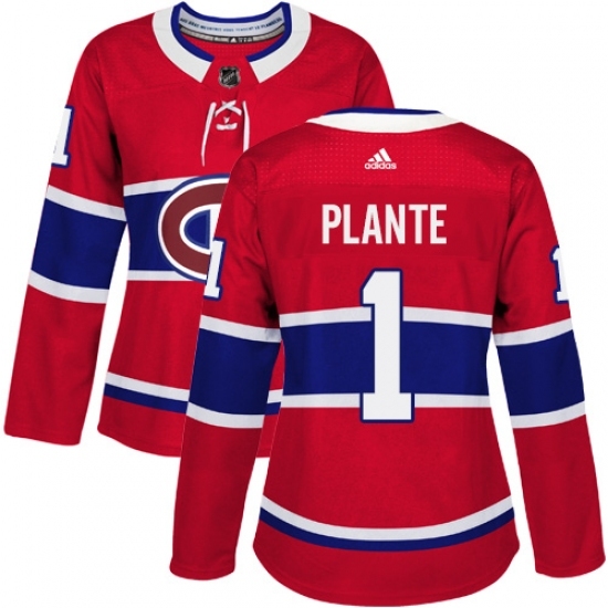 Women's Adidas Montreal Canadiens #1 Jacques Plante Authentic Red Home NHL Jersey Women's Adidas Montreal Canadiens #1 Jacques Plante Authentic Red Home NHL Jersey