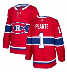 Youth Adidas Montreal Canadiens #1 Jacques Plante Premier Red Home NHL Jersey