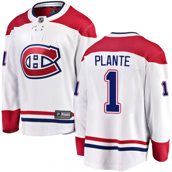 Youth Montreal Canadiens #1 Jacques Plante Authentic White Away Fanatics Branded Breakaway NHL Jersey Youth Montreal Canadiens #1 Jacques Plante Authentic White Away Fanatics Branded Breakaway NHL Jersey