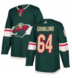 Men's Adidas Minnesota Wild #64 Mikael Granlund Authentic Green Home NHL Jersey