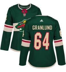 Women's Adidas Minnesota Wild #64 Mikael Granlund Authentic Green Home NHL Jersey