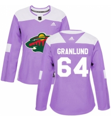 Women's Adidas Minnesota Wild #64 Mikael Granlund Authentic Purple Fights Cancer Practice NHL Jersey