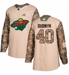 Men's Adidas Minnesota Wild #40 Devan Dubnyk Authentic Camo Veterans Day Practice NHL Jersey