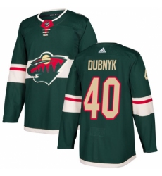 Men's Adidas Minnesota Wild #40 Devan Dubnyk Authentic Green Home NHL Jersey
