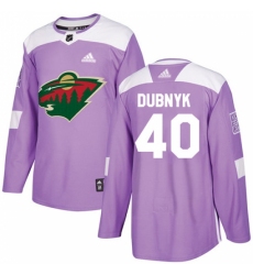 Men's Adidas Minnesota Wild #40 Devan Dubnyk Authentic Purple Fights Cancer Practice NHL Jersey