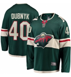 Men's Minnesota Wild #40 Devan Dubnyk Authentic Green Home Fanatics Branded Breakaway NHL Jersey