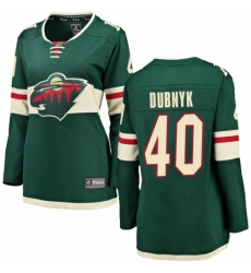 Women's Minnesota Wild #40 Devan Dubnyk Authentic Green Home Fanatics Branded Breakaway NHL Jersey