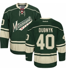 Women's Reebok Minnesota Wild #40 Devan Dubnyk Authentic Green Third NHL Jersey