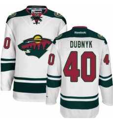 Youth Reebok Minnesota Wild #40 Devan Dubnyk Authentic White Away NHL Jersey