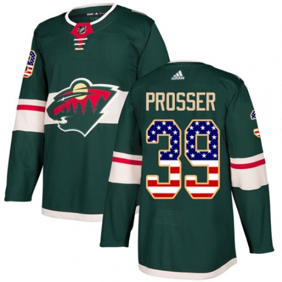 Men's Adidas Minnesota Wild #39 Nate Prosser Authentic Green USA Flag Fashion NHL Jersey Men's Adidas Minnesota Wild #39 Nate Prosser Authentic Green USA Flag Fashion NHL Jersey