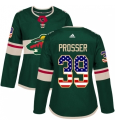 Women's Adidas Minnesota Wild #39 Nate Prosser Authentic Green USA Flag Fashion NHL Jersey Women's Adidas Minnesota Wild #39 Nate Prosser Authentic Green USA Flag Fashion NHL Jersey