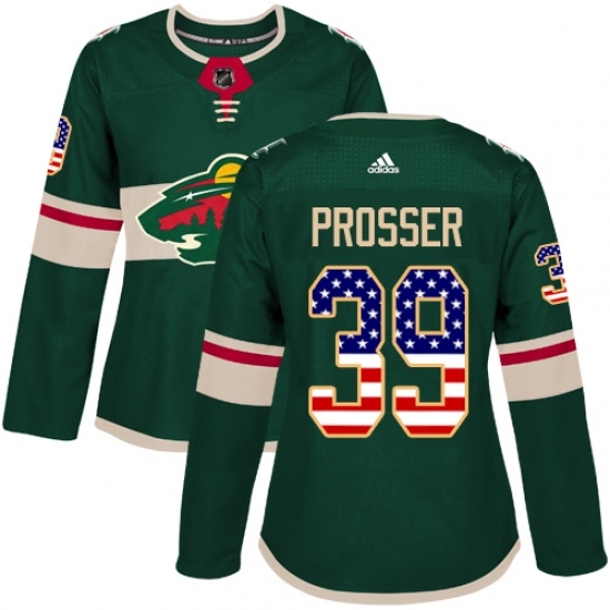Women's Adidas Minnesota Wild #39 Nate Prosser Authentic Green USA Flag Fashion NHL Jersey Women's Adidas Minnesota Wild #39 Nate Prosser Authentic Green USA Flag Fashion NHL Jersey
