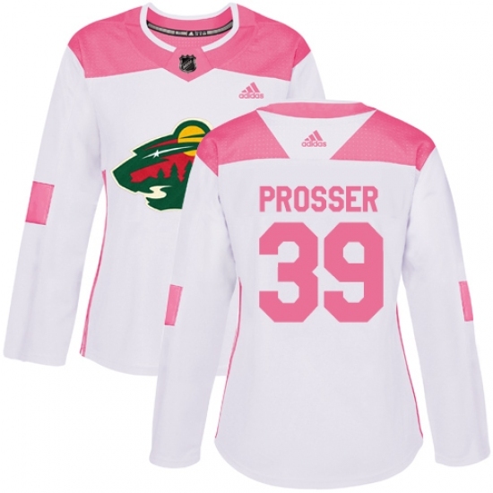 Women's Adidas Minnesota Wild #39 Nate Prosser Authentic White Pink Fashion NHL Jersey Women's Adidas Minnesota Wild #39 Nate Prosser Authentic White Pink Fashion NHL Jersey