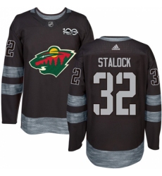 Men's Adidas Minnesota Wild #32 Alex Stalock Authentic Black 1917-2017 100th Anniversary NHL Jersey