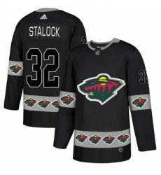 Men's Adidas Minnesota Wild #32 Alex Stalock Authentic Black Team Logo Fashion NHL Jersey
