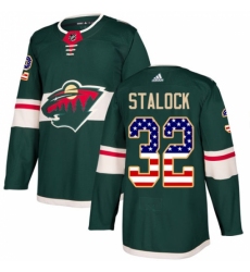 Men's Adidas Minnesota Wild #32 Alex Stalock Authentic Green USA Flag Fashion NHL Jersey Men's Adidas Minnesota Wild #32 Alex Stalock Authentic Green USA Flag Fashion NHL Jersey