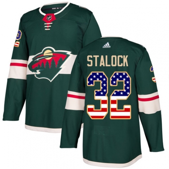 Men's Adidas Minnesota Wild #32 Alex Stalock Authentic Green USA Flag Fashion NHL Jersey Men's Adidas Minnesota Wild #32 Alex Stalock Authentic Green USA Flag Fashion NHL Jersey