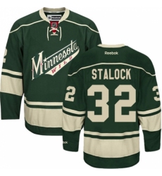 Men's Reebok Minnesota Wild #32 Alex Stalock Authentic Green Third NHL Jersey