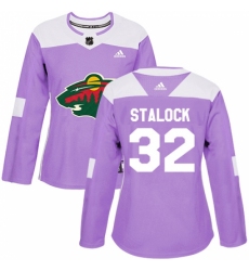 Women's Adidas Minnesota Wild #32 Alex Stalock Authentic Purple Fights Cancer Practice NHL Jersey