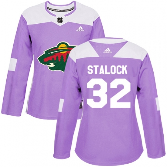 Women's Adidas Minnesota Wild #32 Alex Stalock Authentic Purple Fights Cancer Practice NHL Jersey Women's Adidas Minnesota Wild #32 Alex Stalock Authentic Purple Fights Cancer Practice NHL Jersey