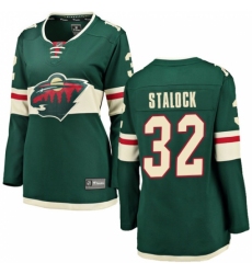 Women's Minnesota Wild #32 Alex Stalock Authentic Green Home Fanatics Branded Breakaway NHL Jersey