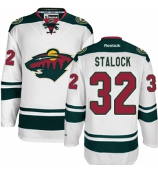Women's Reebok Minnesota Wild #32 Alex Stalock Authentic White Away NHL Jersey