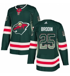 Men's Adidas Minnesota Wild #25 Jonas Brodin Authentic Green Drift Fashion NHL Jersey