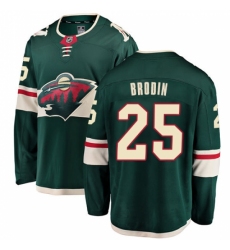 Men's Minnesota Wild #25 Jonas Brodin Authentic Green Home Fanatics Branded Breakaway NHL Jersey
