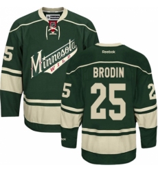 Men's Reebok Minnesota Wild #25 Jonas Brodin Authentic Green Third NHL Jersey