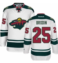 Women's Reebok Minnesota Wild #25 Jonas Brodin Authentic White Away NHL Jersey