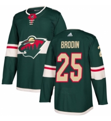 Youth Adidas Minnesota Wild #25 Jonas Brodin Authentic Green Home NHL Jersey