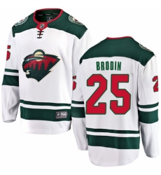 Youth Minnesota Wild #25 Jonas Brodin Authentic White Away Fanatics Branded Breakaway NHL Jersey
