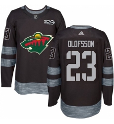 Men's Adidas Minnesota Wild #23 Gustav Olofsson Authentic Black 1917-2017 100th Anniversary NHL Jersey