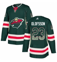 Men's Adidas Minnesota Wild #23 Gustav Olofsson Authentic Green Drift Fashion NHL Jersey