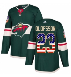 Men's Adidas Minnesota Wild #23 Gustav Olofsson Authentic Green USA Flag Fashion NHL Jersey Men's Adidas Minnesota Wild #23 Gustav Olofsson Authentic Green USA Flag Fashion NHL Jersey